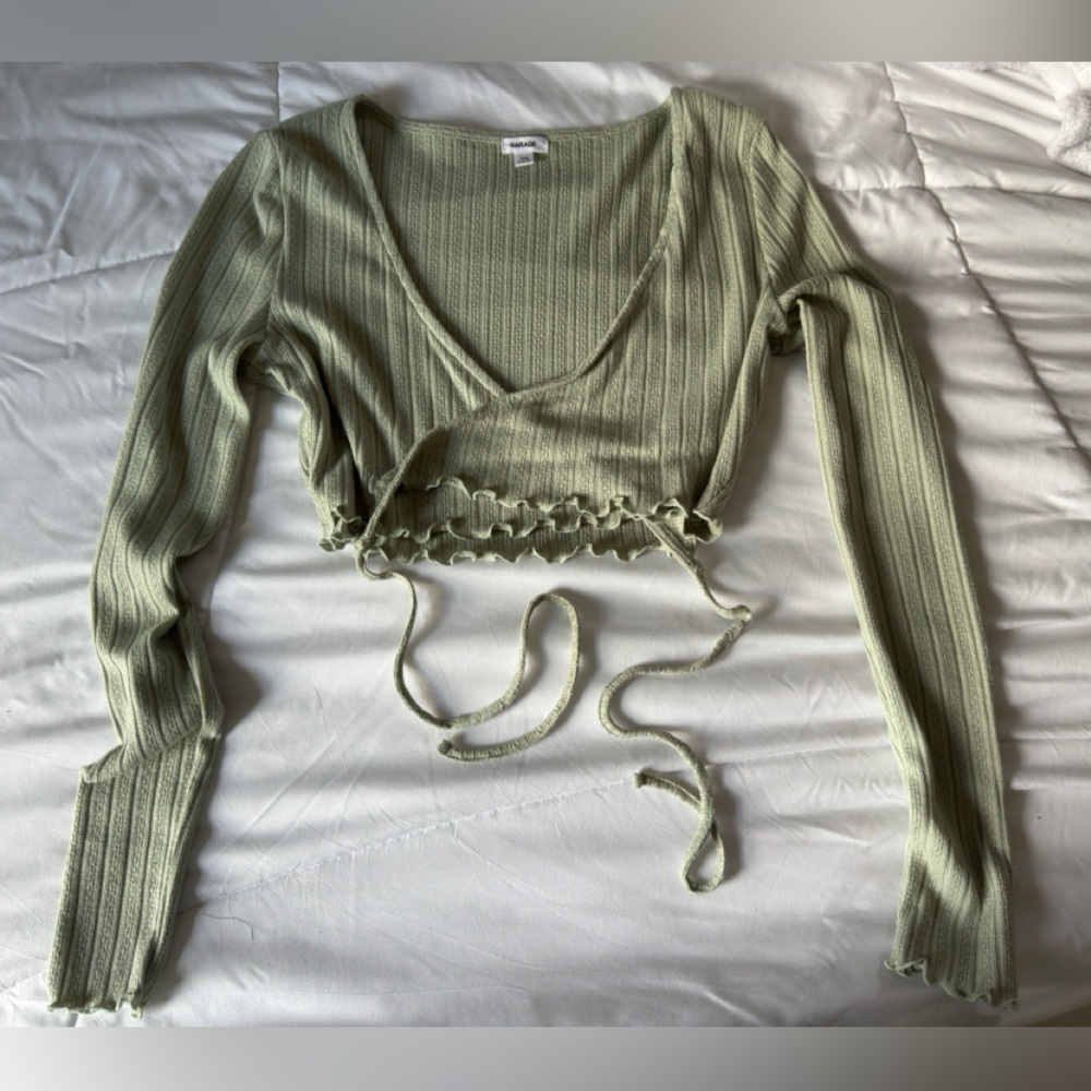 Garage Sage Ribbed Knit Top Size S